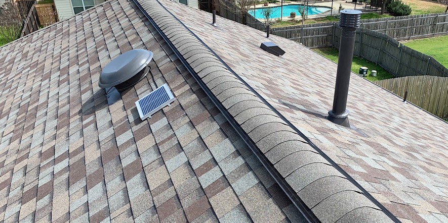 the perfect ventilation combination, ridge-vents and solar fans